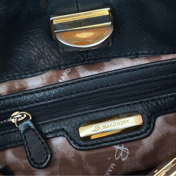 B.Makowsky “Jaimie” Black Pebble Leather  Convertible Shoulder/Crossbody Bag - Picture 9 of 12